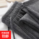 薄款糯米褲女垂感慵懶寬松高腰系帶松緊休閑褲女直筒春夏顯瘦顯高 深灰 XL 建議115-130斤