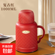 保溫壺家用大容量便攜熱水瓶學(xué)生寶媽專(zhuān)用暖壺茶瓶玻璃內膽保溫壺 紅色(1000ML) 【包破損】