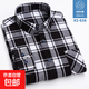 春秋季純棉格子襯衫男長(cháng)袖中年休閑寬松磨毛爸爸裝全棉大碼襯衣 R2-838 L (40)