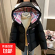 女童冬裝羽絨棉服女孩冬季韓系百搭加厚保暖外套兒童棉衣連帽棉襖 黑黑色 【免洗雙內膽不跑絨】 140