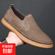 真皮男鞋2025年新款秋季軟底反絨豬皮潮鞋青年百搭一腳蹬休閑皮鞋 淺棕色 6831 43
