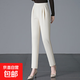 【哥弟制造商】空氣層休閑褲女松緊高腰秋季哈倫褲中老年媽媽褲 米白色 L