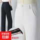 【哥弟制造商】冰絲垂感窄版闊腿褲女高腰松緊腰寬松直筒顯瘦 米白色 27
