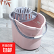 家用手壓拖把桶帶滑輪加厚旋轉擠水桶墩布清潔桶拖把擰干桶大容量 C款粉色【帶輪加厚款】