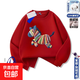 2026仿刺繡印花男女童紅色圓領(lǐng)衛衣馬年本命年加絨保暖上衣拜年服 馬年H36-紅色衛衣【加絨】 均碼 140碼【建議50-56斤】