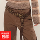 個(gè)性美式復古腰帶女波西米亞民族風(fēng)流蘇西部牛仔棕色配裙子腰帶潮 咖啡色 100cm