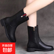 平底中筒靴女2025秋冬新款馬丁靴女側拉鏈中年媽媽皮靴子保暖棉鞋 黑色【春秋單里】 40