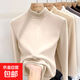 雙面德絨保暖加厚半高領(lǐng)打底衫女內搭秋冬長(cháng)袖t恤女上衣新款 杏色 3XL