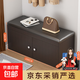 鞋架門(mén)口室內家用省空間結實(shí)耐用宿舍多功能換鞋凳儲物可坐式鞋柜 防塵款：100cm兩門(mén)三層黑色+格