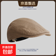 鴨舌帽帽文藝夏季款日系英倫報童時(shí)尚薄款風(fēng)棉麻男女帽復古子前進(jìn) 卡其色 均碼 （55-59cm）可調節