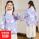 兒童防水罩衣大中小童羽絨服護衣寶寶吃飯畫(huà)畫(huà)衣男童女童棉服罩衫 圓領(lǐng)/紫色公主（超防水單層） 140碼（建議身高126-133厘米）
