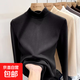 雙面德絨保暖加厚半高領(lǐng)打底衫女內搭秋冬長(cháng)袖t恤女上衣新款 黑色 XL