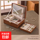 首飾收納盒飾品耳釘環(huán)項鏈2026年新款存放盒 楓糖木色【精致鎖扣+化妝鏡】