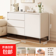 奶油風(fēng)斗柜五斗柜家用抽屜柜子客廳靠墻落地儲物柜臥室床尾收納柜 【三斗 雙柜門(mén)】100CM暖白色