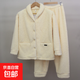 加厚睡衣女冬季抓毛加絨珊瑚絨羊羔絨保暖家居服套裝馬卡龍色長(cháng)袖 檸檬黃 H8987 XL 170cm