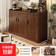 斗柜收納柜客廳靠墻大容量?jì)ξ锕窦矣门P室床尾置物柜帶抽屜五斗柜 【實(shí)木生態(tài)板芯】90cm深胡桃色-三面護欄
