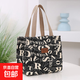 時(shí)尚輕便手提帆布包新款手拎外出上班午餐包鋁箔保溫飯盒包媽咪包 黑色字母