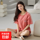 純棉睡衣女夏短袖套裝韓版可愛(ài)夏短褲卡通休閑季家居服2025年新款 櫻桃紅 XL 【120-140斤】