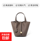 真皮水桶包菜籃子頭層牛皮女包手提包媽咪包新娘婚包高級感 大象灰 無(wú)禮盒