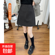 【多色毛呢裙】半身裙女秋冬新款高腰顯瘦a字裙包臀短裙顯瘦傘裙 灰色 2XL