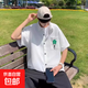 夏季港風(fēng)廓形薄款襯衫男短袖寬松大碼半袖高級感休閑寸襯衣外套男 白色 3XL