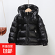 2025冬季韓潮新款中大童純色加厚保暖連帽短款90白鴨絨兒童羽絨服 黑色 140 【國標絨子含量90%】132克