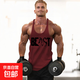 GYMREVOLUTION美式健身大碼運動(dòng)背心男士純棉運動(dòng)訓練吸汗工字坎 酒紅色(黑字） M （125-145斤）