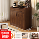 斗柜收納柜客廳靠墻大容量?jì)ξ锕窦矣门P室床尾置物柜帶抽屜五斗柜 【實(shí)木生態(tài)板芯】80cm深胡桃色-三面護欄