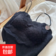 法式蕾絲性感吊帶背心美背抹胸式打底內衣女無(wú)鋼圈文胸內搭有胸墊 黑色 M