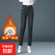 纖衣諾5073絨牛仔褲高腰直筒加絨加厚冬季中年女中老年媽媽褲子保 黑色 32