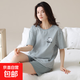 純棉睡衣女夏短袖套裝韓版可愛(ài)夏短褲卡通休閑季家居服2025年新款 藍條紋小熊 L 【100-120斤】
