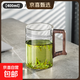 辦公室綠茶玻璃杯個(gè)人專(zhuān)用月牙杯高端一體式過(guò)濾泡茶杯茶水分離杯 【透明】綠茶杯400ml1只