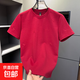 純棉男士短袖T恤精致小馬刺繡簡(jiǎn)約百搭打底衫重磅質(zhì)感體恤衫男款 紅色 XL