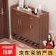 家用門(mén)口簡(jiǎn)約現代多功能收納鞋柜陽(yáng)臺大容量鞋架子落地收納柜 90cm古檀木色三門(mén)兩抽