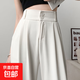 西裝直筒褲子女裝百搭垂感高腰西裝褲顯瘦休閑雪紡闊腿褲J030 白色 L （100-110斤）