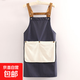 防水防油時(shí)尚經(jīng)典豎條紋背帶圍裙廚房專(zhuān)用可拆卸式擦手巾餐飲工作 深藍色 升級拆卸擦手款