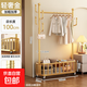 衣架落地臥室掛衣架可移動(dòng)家用房間晾衣架室內衣服架子簡(jiǎn)易衣帽架 100cm輕奢金-特粗32管【收納網(wǎng)籃+萬(wàn)向輪】