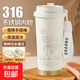 316不銹鋼保溫杯便攜水杯車(chē)載水壺咖啡杯子辦公室茶杯學(xué)生男女 優(yōu)雅白印花【雙飲蓋 保溫保冷】加厚耐用