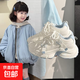 白藍蝴蝶老爹鞋女童2026爆款時(shí)尚百搭輕便學(xué)生休閑鞋兒童運動(dòng)鞋潮 白藍 36
