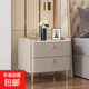 高級床頭柜簡(jiǎn)約現代臥室小戶(hù)型床邊柜輕奢巖板實(shí)木床頭收納柜皮質(zhì) 香檳金色【全實(shí)木+巖板】50CM