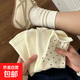 純色風(fēng)短襪百搭學(xué)院可愛(ài)女襪韓版透氣吸汗中筒木耳邊襪子女 卡通女襪（5色各1雙）5雙裝 均碼