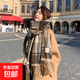 美拉德色系格子圍巾女秋冬百搭圍脖外搭披肩氣質(zhì)情侶圍巾格子圍脖 卡其格子
