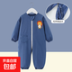 寶寶爬爬服連體衣罩衣防水全身秋冬護衣防臟外穿戶(hù)外嬰兒爬行兒童 連體拉鏈獅藍 90碼【建議身高70-85cm】