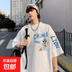 短袖t恤男純棉夏季美式潮牌休閑百搭上衣學(xué)生情侶裝寬松半袖汗衫 白色 XL （建議150斤內）
