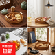 零食盤(pán)點(diǎn)心茶點(diǎn)水果籃蛋糕盤(pán)藤編托盤(pán)家用客廳面包竹編籃子干果盤(pán) 編織收納筐-24.5*4cm-1個(gè)裝 1個(gè)