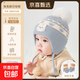 嬰兒帽子秋冬季男寶寶1歲3防風(fēng)護耳兒童針織帽加厚女孩保暖毛線(xiàn)帽 兔兔腳印線(xiàn)帽-云蘭 【單帽】均碼:彈力帽圍（48-52cm）建議8個(gè)月-4歲