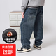 男童一體絨牛仔褲童裝兒童洋氣加厚老爹就中大童春秋冬季休閑長(cháng)褲 803902（一體絨） 160 建議身高155-165