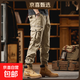 復古時(shí)尚高端品牌休閑長(cháng)褲男士秋冬潮牌水洗耐磨寬松束腳工裝長(cháng)褲 卡其色 29 110-120斤