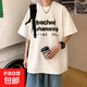2026短袖男夏季純棉t恤男生字母印花美式潮牌男裝體恤半袖上衣服 白色 XL （建議150斤內）