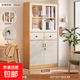 帶鎖帶門(mén)收納柜防塵展示儲物柜辦公室家用防塵檔案置物柜文件柜 昇級款【四門(mén)兩抽】原木色80*180cm